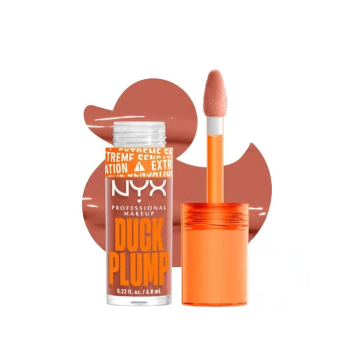 NYX Duck Plump High Pigment Lip Gloss Apri-Caught with swatch