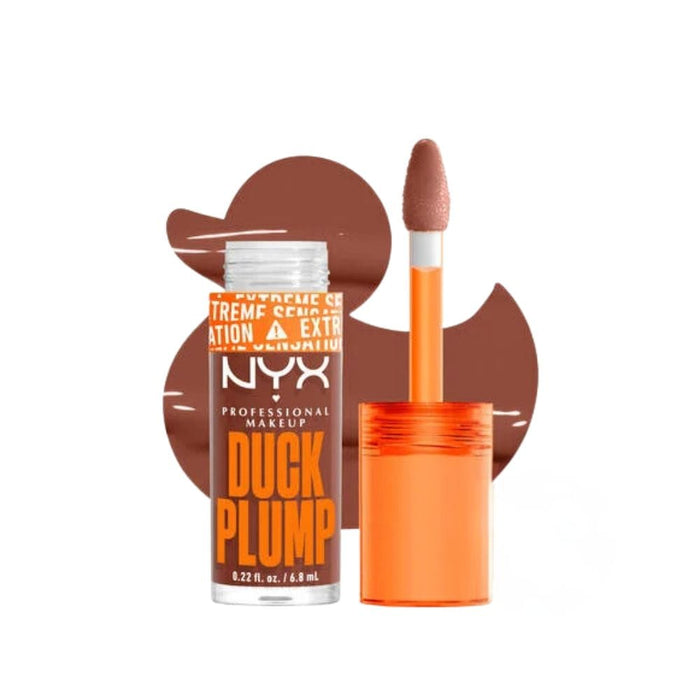 NYX Duck Plump High Pigment Lip Gloss Mocha Me Crazy with swatch