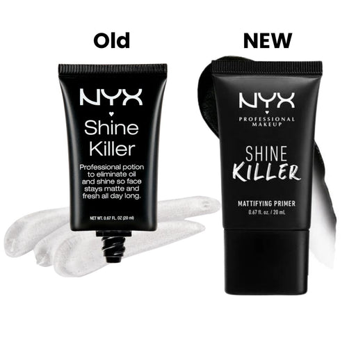 NYX Shine Killer old vs new formula and packaging side by side. 