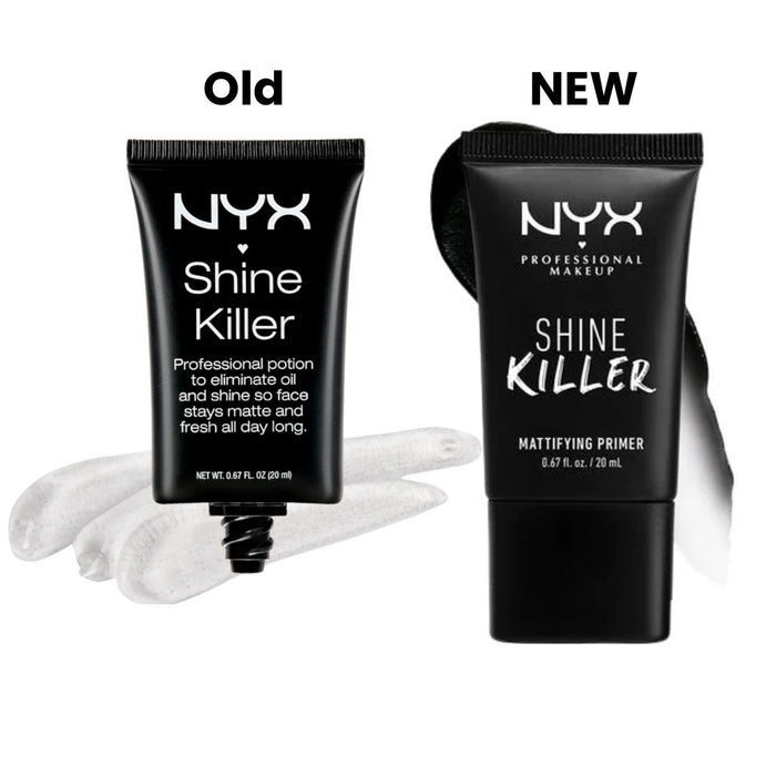 NYX Shine Killer old vs new formula and packaging side by side. 