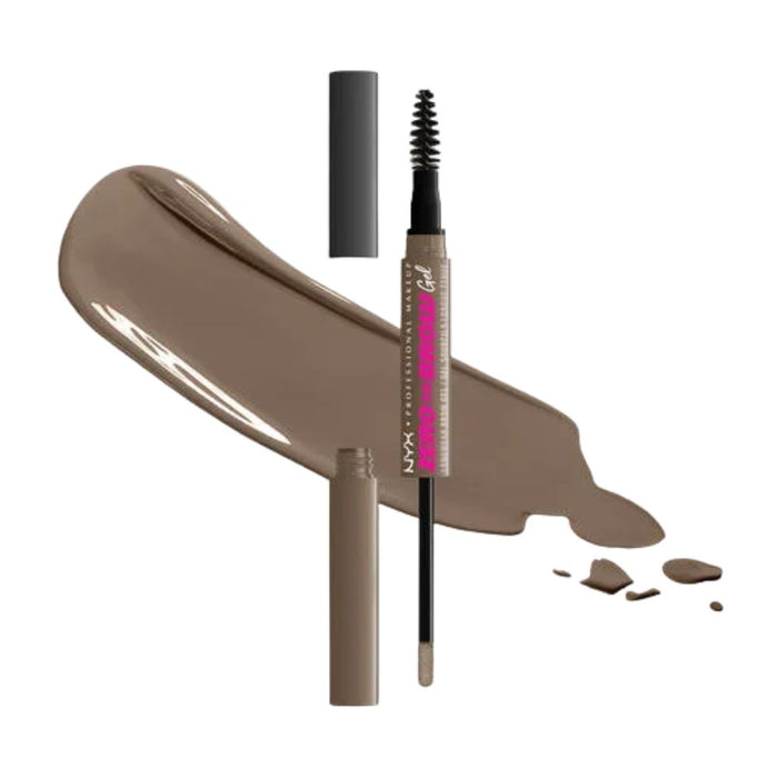 NYX Zero-To-Brow dual ended Tinted Brow Gel Ash Brown with swatch 