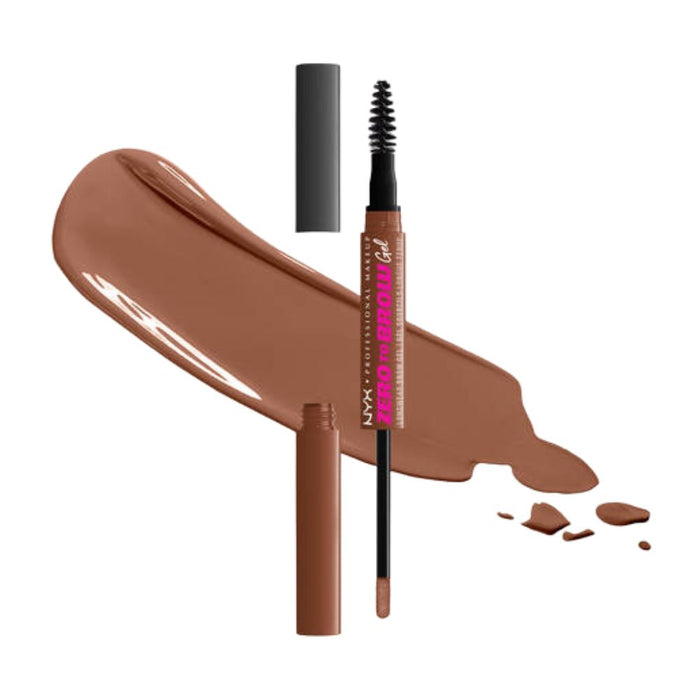 NYX Zero-To-Brow dual ended Tinted Brow Gel Auburn with swatch 