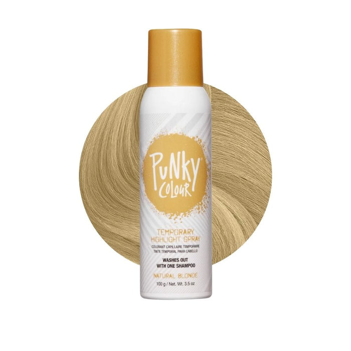 Punky Color Temporary Highlight Spray Natural Blonde 3.5oz with hair color swatch behind