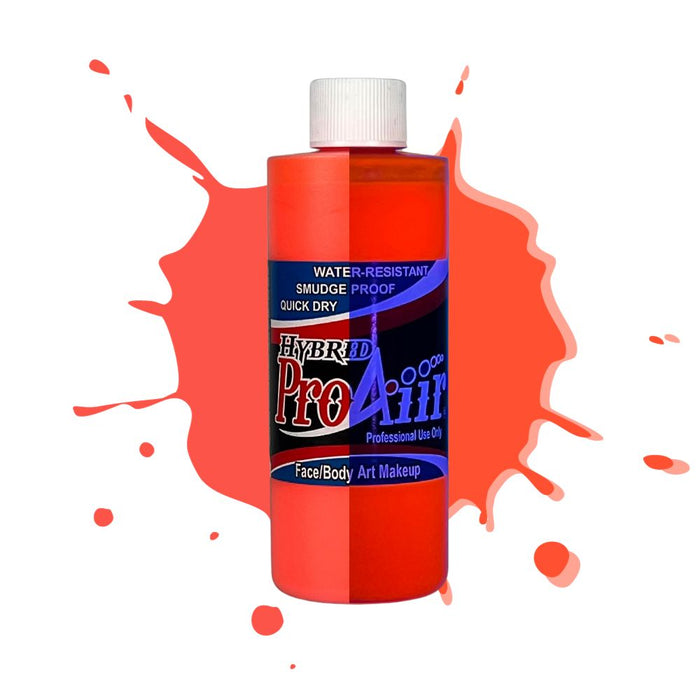 ProAiir Hybrid Waterproof Makeup Fluorescent Blacklight Colors 4oz Flo Orange with split swatch
