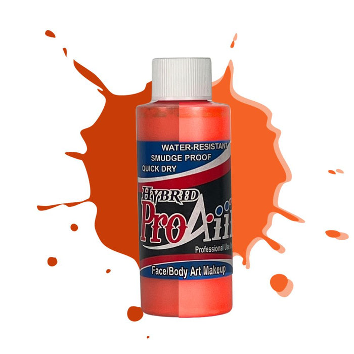 ProAiir Hybrid Waterproof Makeup Atomic UV Color 2oz Isotope Orange with split swatch