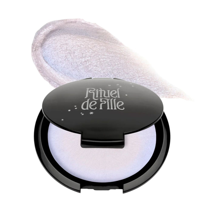 Rituel De Fille Rare Light Luminizer compact Lunaris with swatch behind