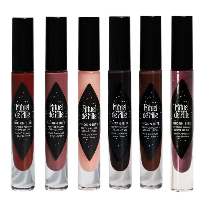 Rituel De Fille Thorn Bite Peptide Plump Creme Lip Oil group pic of all available shades