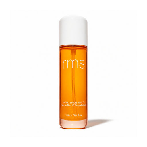 RMS Beauty Kakadu Beauty Body Oil 3.4oz bottle with white background.