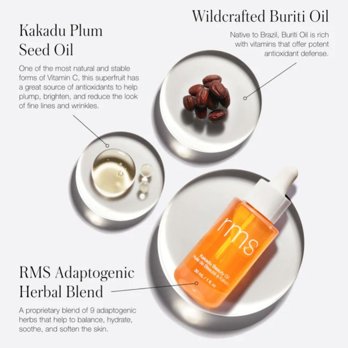 RMS Beauty Kakadu Beauty Oil Info Sheet with ingredients and benefits 