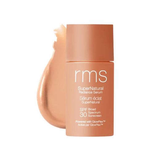 RMS Beauty SuperNatural Radiance Serum SPF30 Medium Aura with swatch