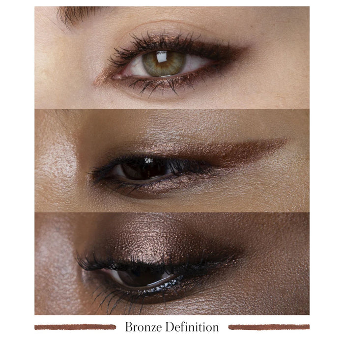 RMS Beauty Straight Line Kohl Eye Pencil Bronze Definition applied around the eye on light, medium and dark skin