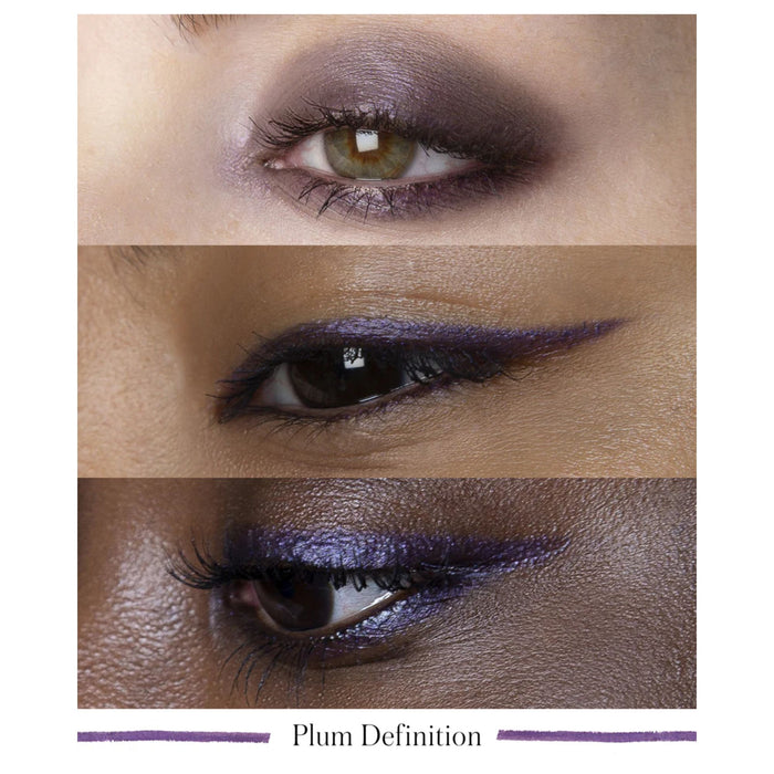 RMS Beauty Straight Line Kohl Eye Pencil Plum Definition applied around the eye on light, medium and dark skin