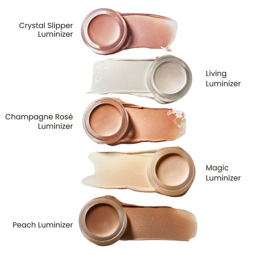RMS Beauty Luminizer jars with swatches and names