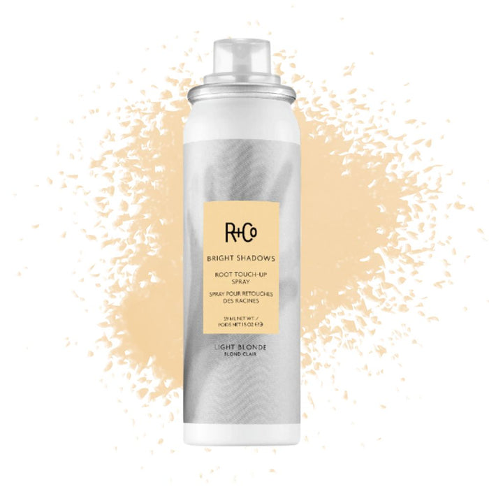 R+Co Bright Shadows Root Touch-Up Spray 5oz – Light Blonde with swatch
