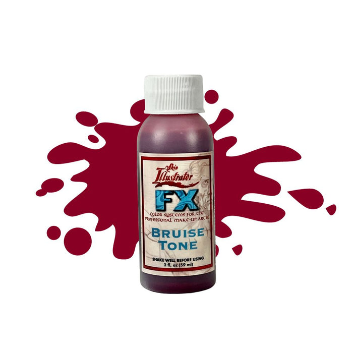 Skin Illustrator FX Liquid Bruise Tone 2oz with swatch behind bottle