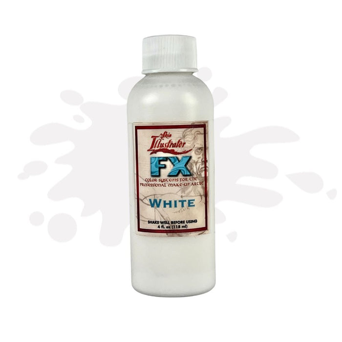 Skin Illustrator FX Liquid White 4oz bottle with swatch behind