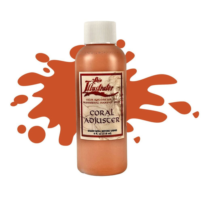 Skin Illustrator Fleshtone Liquids Coral Adjuster  4oz bottle with swatch behind