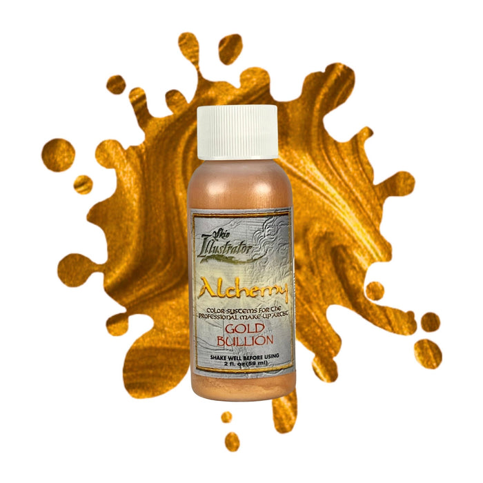 Skin Illustrator Alchemy Liquid Gold Bullion 2oz with swatch behind