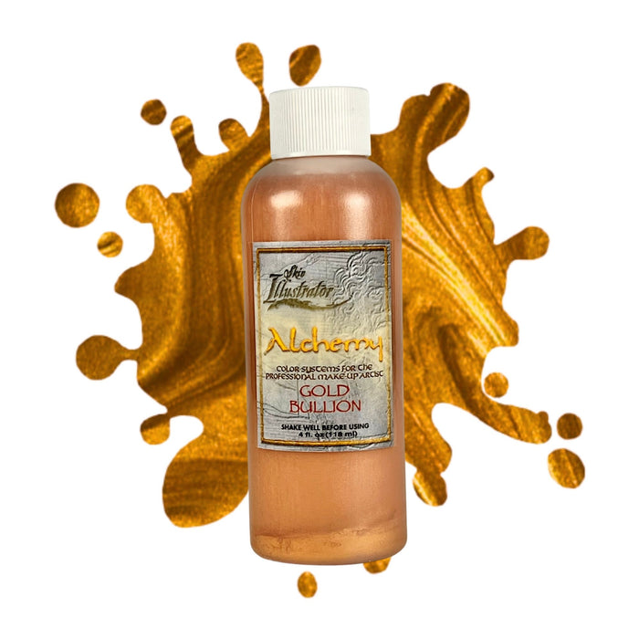 Skin Illustrator Alchemy Liquid Gold Bullion 4oz with swatch behind