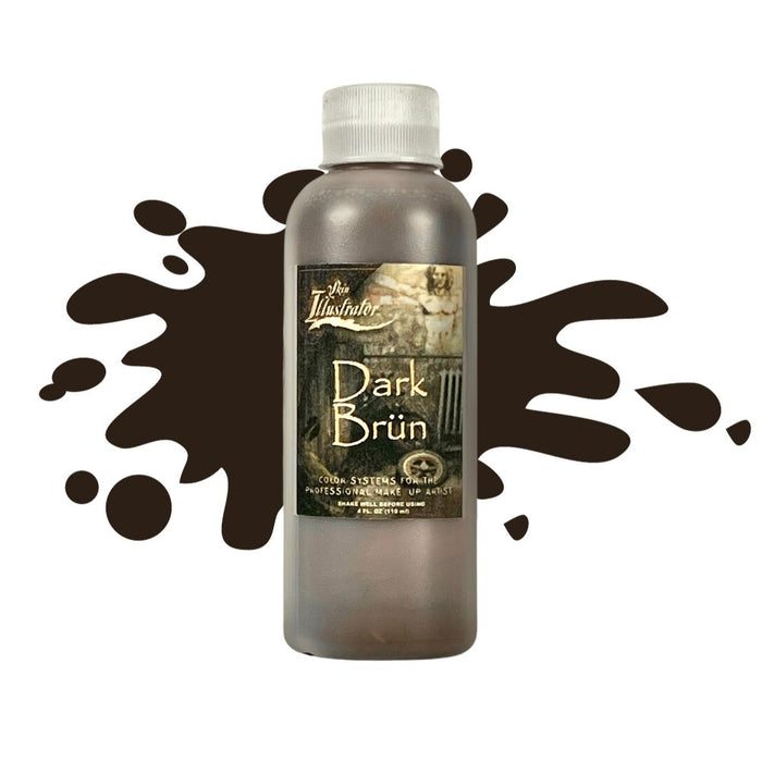 Skin Illustrator Grunge Liquid Dark Brün 4oz with swatch behind