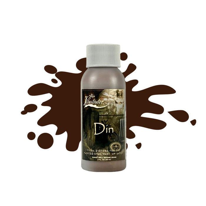 Skin Illustrator Grunge Liquid Din 2oz with swatch behind