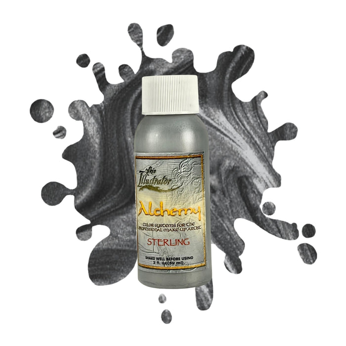 Skin Illustrator Alchemy Liquid Sterling 2oz with swatch behind