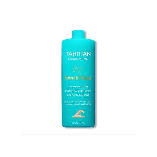 South Seas Tahitian Mediunm Tan Solutions 32oz bottle with a white background.