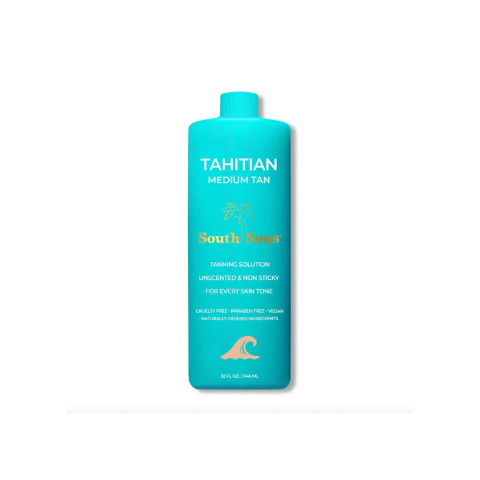 South Seas Tahitian Mediunm Tan Solutions 32oz bottle with a white background.
