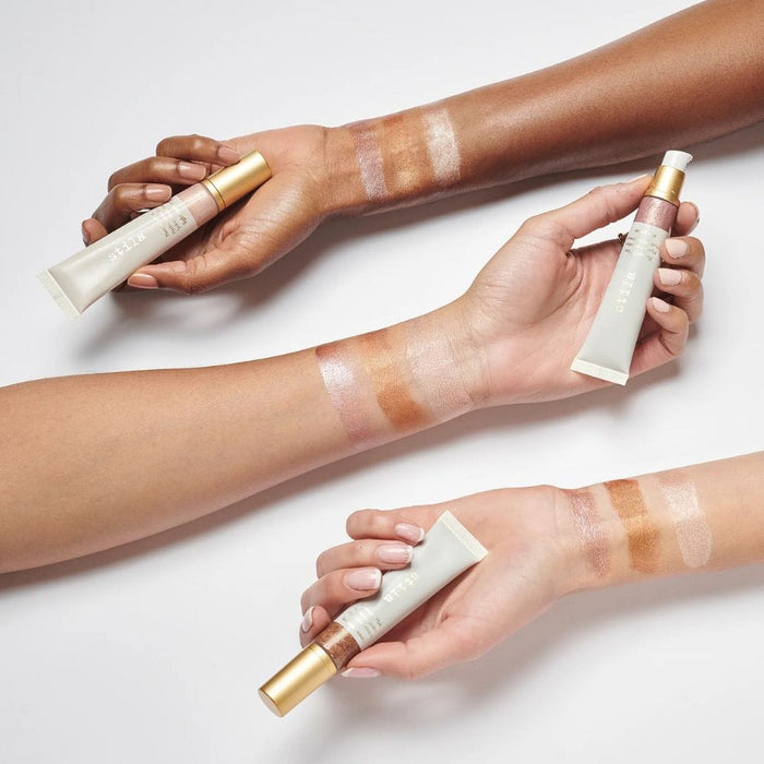 Stila Heaven's Hue styled swatches on different skin tones