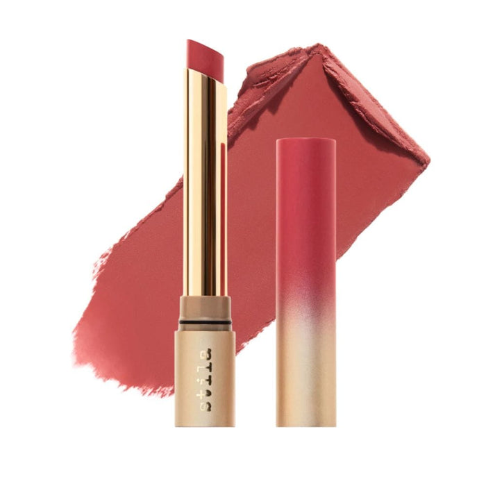 Stila Stay All Day Matte Lip Color kiss and makeup with swatch