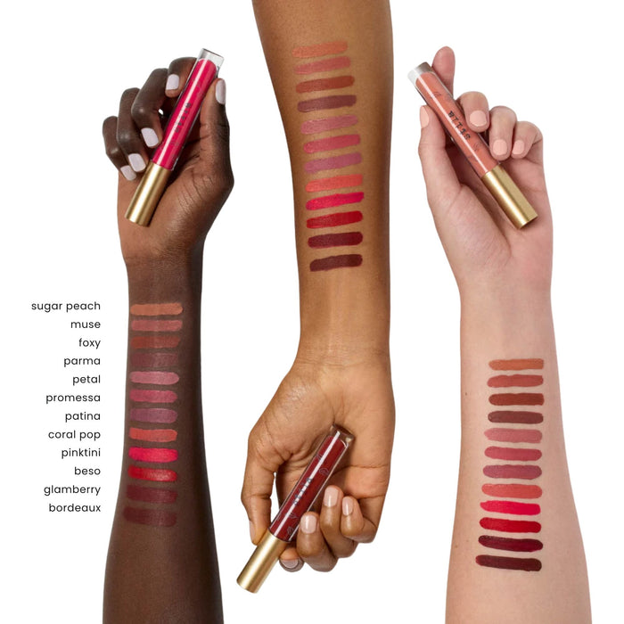 Stila Stay All Day Liquid Lipstick arm swatches on dark, medium and light skin tones