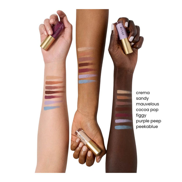 Stila Liqua-Play Eye Shadow Matte swatches of different skin tones