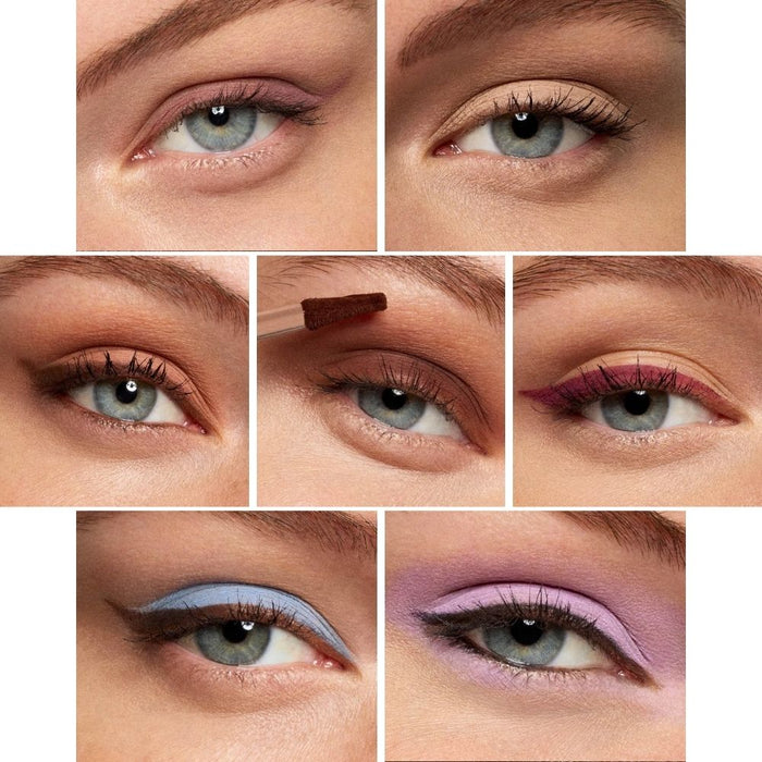 Stila Liqua-Play Eye Shadow Matte all colors applied separately on model eye, light skin