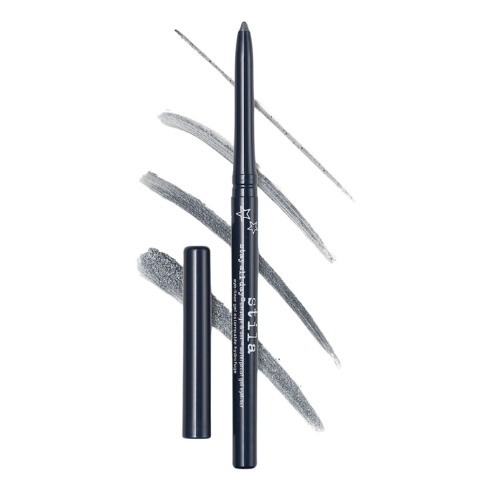 Stila Stay All Day Smudge & Set Liner Steel Blue with swatches behind