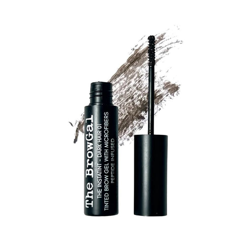 The BrowGal Instatint Brow Gel 01 dark hair with swatch