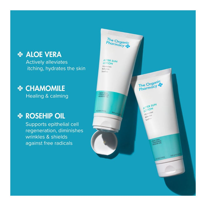 The Organic Pharmacy After Sun Lotion key ingredients text information