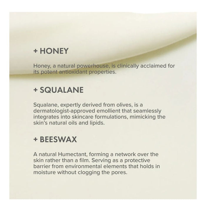 The Organic Pharmacy Honey Rich Nutrition Mask key ingredients text over product swatch