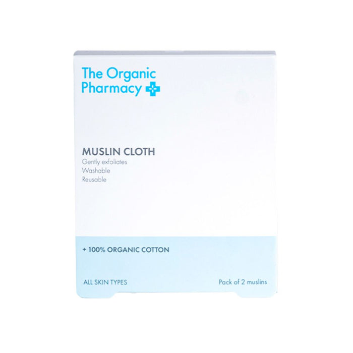 The Organic Pharmacy Muslin Cloth 2 pack box