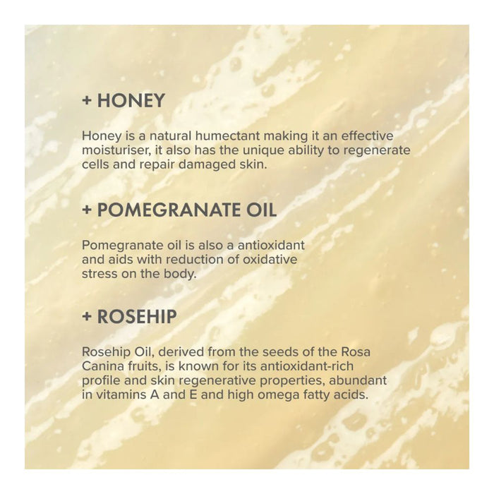 The Organic Pharmacy Vitamin Protection Lip Balm key ingredients text over product swatch