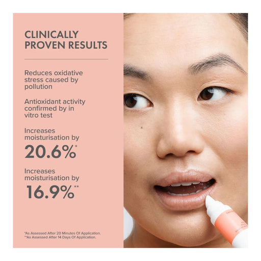 The Organic Pharmacy Vitamin Protection Lip Balm clinical results infographic