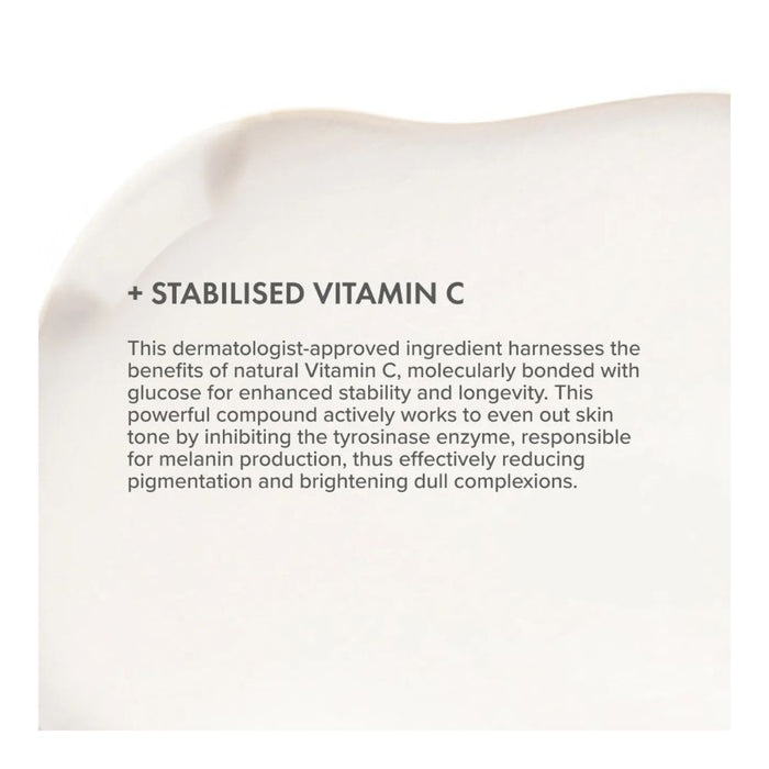 The Organic Pharmacy Vitamin C Serum Key Ingredient: Stabilised Vitamin C text over swatch