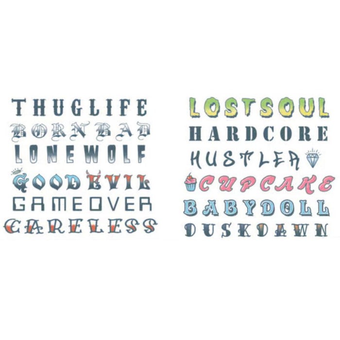 Tinsley Transfer Tattoo FX Knuckles - Phrases & Words