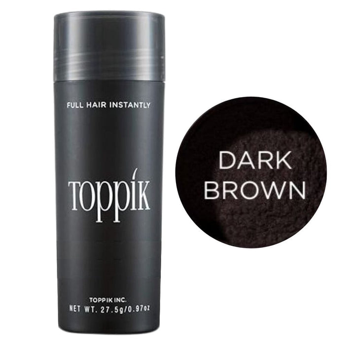 Toppik Hair Fiber 27.5g Dark Brown with swatch