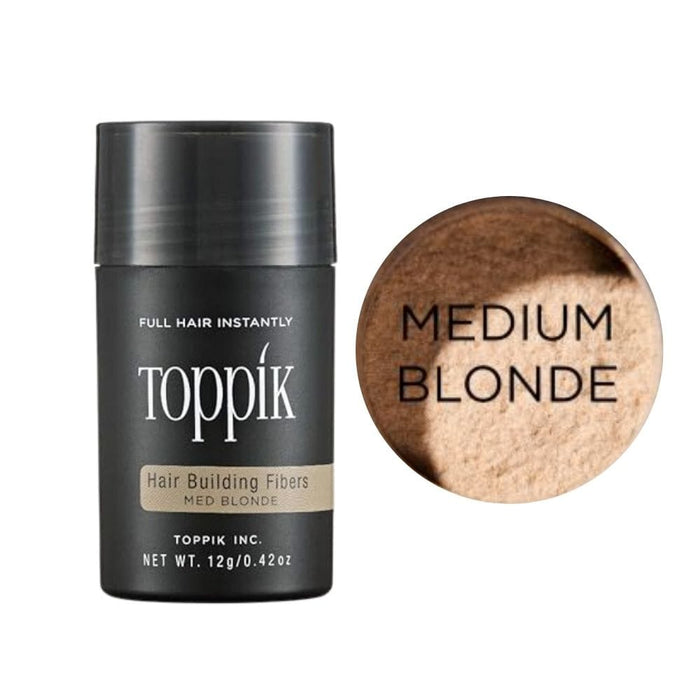 Toppik Hair Fiber 12g Medium Blonde with swatch