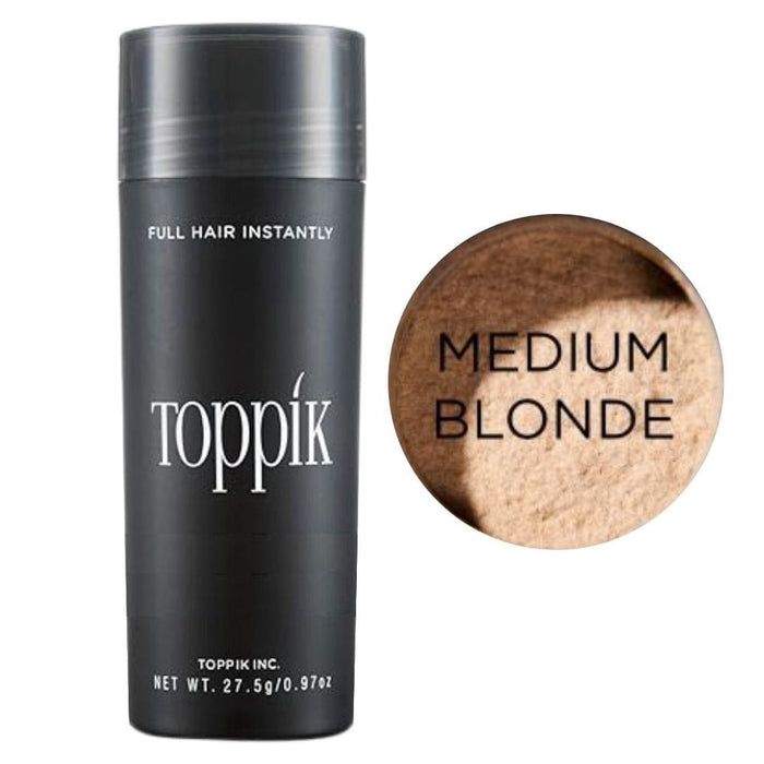 Toppik Hair Fiber 27.5g Medium Blonde with swatch