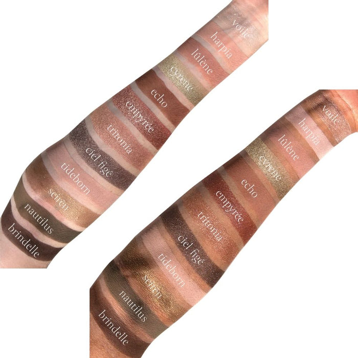 Viseart Sireneuse Nocturne Etendu swatches on light and dark skin tones