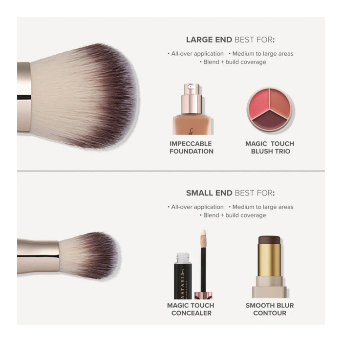 Anastasia Beverly Hills Impeccable Foundation & Face Brush best product example to use for each end