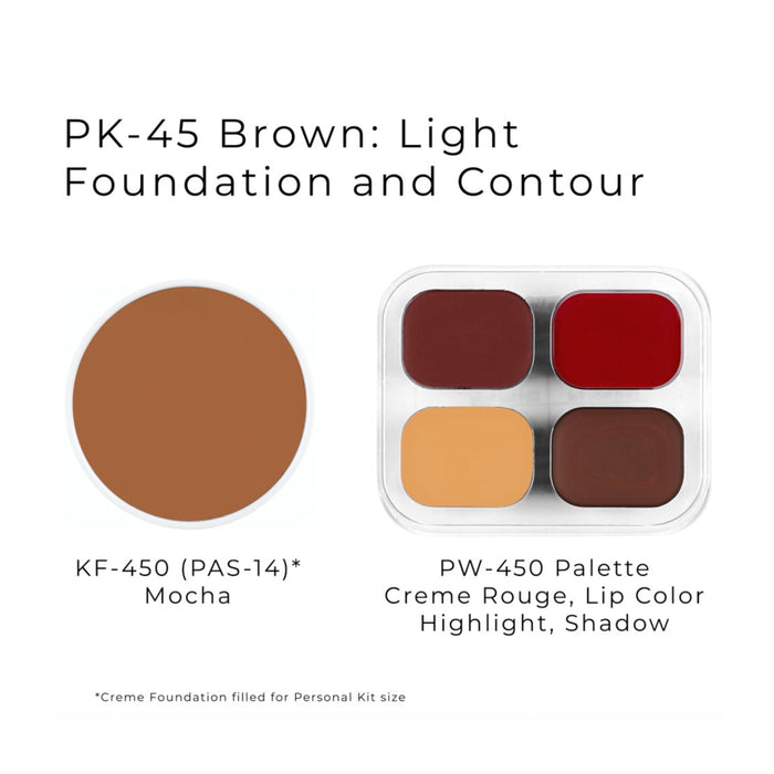 Ben Nye PK-45 Brown Light personal makeup kit with creme foundation and contour palette