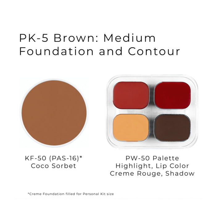 Ben Nye PK-5 Brown Medium personal makeup kit with creme foundation and contour palette
