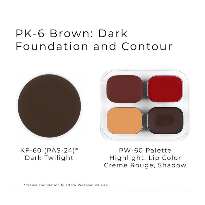 Ben Nye PK-6 Brown Dark personal makeup kit with creme foundation and contour palette